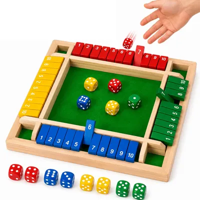 Produktbild von Shut the Box Holzspiel Würfelspiel Klappenspiel Lernspiel Mathe Spielzeug
