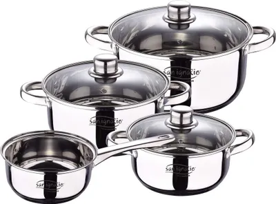 Productafbeelding van San Ignacio Sg8172 Kookpotset, 7 delig, zilverkleurig. Zilver, one size