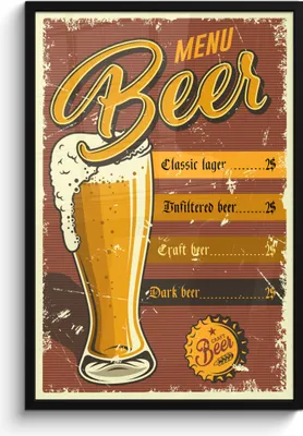 Produktbild von MuchoWow® MuchoWow® Gerahmtes Poster Mancave - Bier - Vintage - Werbung 60x90 cm - Poster mit zchwarzem Bilderrahmen - Kunst