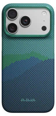 Immagine prodotto di Custodia in aramidica per iPhone 18 Pro / 17 Pro, custodia ultra-sottile PITAKA con MagSafe, disponibile nei colori verde e blu, realizzata con Poliammide