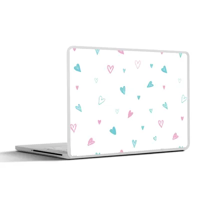 Produktbild von MuchoWow® Laptop Aufkleber Sticker Cover Herzen - Muster - Pastell 36.5x27.5 cm - Laptop-Sticker