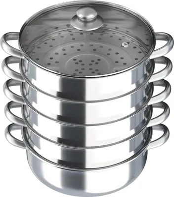 Obrázek produktu pro Parní hrnec, pětistupňový design, vhodný do myčky nádobí, stříbrný 30 cm