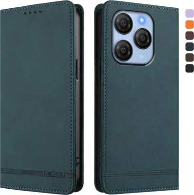 Immagine prodotto di Custodia per Blackview Shark 9, custodia retro in Finto cuoio con supporto e slot per carte Verde