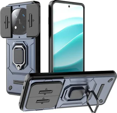 Produktbild von Xiaomi Redmi Note 14 Pro+ Hülle - Coverup Ring Ständer Back Cover mit Kamera Schutz - Blau