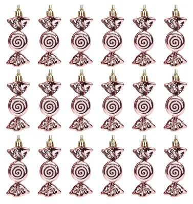 18 Weihnachtsbonbon-Ornamente, glitzernd, zum Aufhängen, für Baum