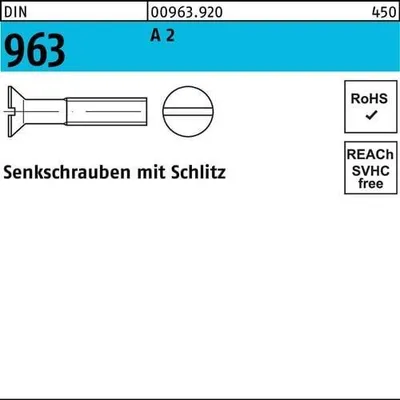 Produktbild von Reyher  Senkschrauben DIN 963 A 2 M 3,5 x 8 A 2 009639209035008 (200 Stück)