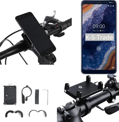 Produktbild von K-S-Trade Handyhalterung für das Fahrrad kompatibel mit Nokia 9 Halter Lenkstange Fahrradhalterung Motorrad Bike Mount Befestigung Smartphone Handy