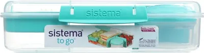 Zdjęcie produktu dla Trzykomorowy pojemnik na lunch Sistema® TO GO™ z pojemnikiem na jogurt i miską 1,48 l, miętowy