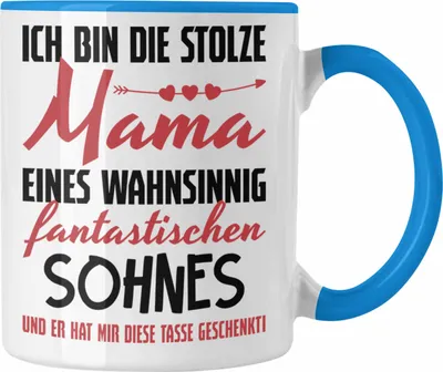 Produktbild von Trendation - Mama Geschenk von Sohn Tasse Geschenkidee Muttertag Kaffeetasse Spruch (Blau)