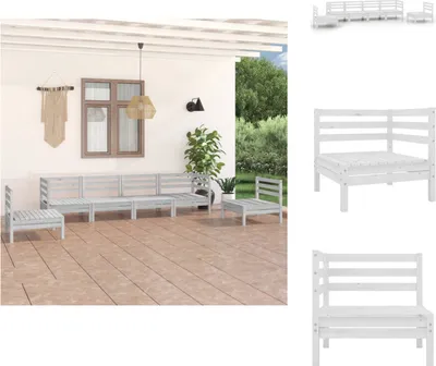 Produktbild von vidaXL 6-tlg. Garten-Lounge-Set Weiß Kiefer Massivholz -  Gartenmöbel-Sets