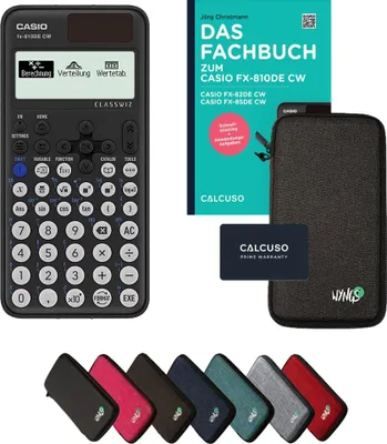 Produktbild von Casio fx-810DE CW inkl. Schutztasche Dunkelgrau & Fachbuch (96 Seiten, DIN A5) – Wissenschaftlicher Rechner – Smart Set