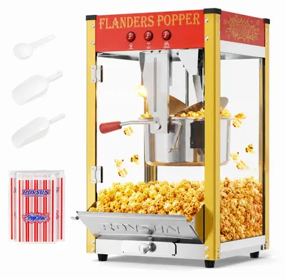 Popcornmaschine 800 W, 40 Tassen, Edelstahlkessel, rot