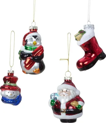 Produktbild von Weihnachtsanhänger 4 Stück Glas Weihnachtsmotive
