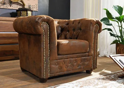 Produktbild von MASSIVMOEBEL24 Sessel 94x86x72 braun CHESTERFIELD