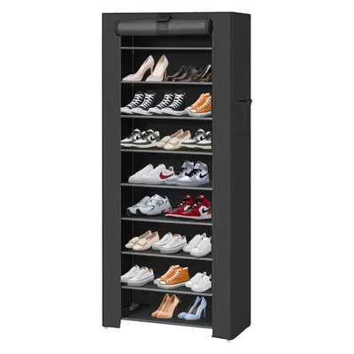 Produktbild von Schuhregal mit 10 Ebenen Schuhschrank mit staubdichtem Überzug  Stoffschrank 162 x 100 x 28 cm schwarz