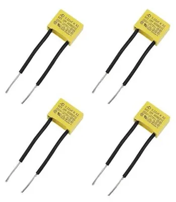 Produktbild von 4 Stück LED Entstörer Kondensator bei Blinkenden Sicherheits kondensatoren nicht ausgehenden LED Lampen Entstörkondensator 0,22µF 275V X2 Radial