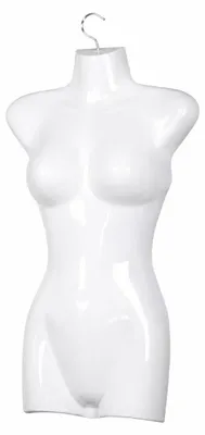 Immagine prodotto di 1 x Torso femminile - Torso da donna in plastica da 66 cm - parte superiore del corpo in plastica di colore bianco - busto da manichino - mezzo corpo da donna in plastica - figura da manichino - manichino con gancio