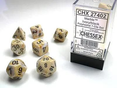 Produktbild von Chessex - Marble - 7-Die Set - Ivory/Black