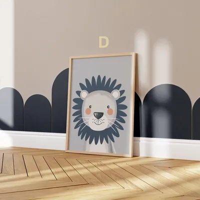 Produktbild von Löwen Poster Kinderzimmer · Geschenkidee für Kinder · Kinderzimmer Deko · Winter Herbst Löwe Mütze · Deko Print ohne Rahmen · Motiv LÖWE D · 15 × 20 cm
