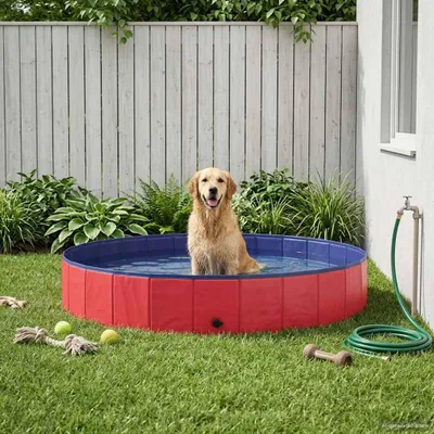 Produktbild von Hundepool Rot Ø200 x 30 cm Dicker PVC
