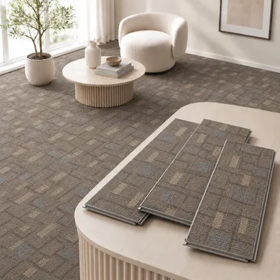 Zdjęcie produktu dla NoblesBox Panele winylowe SPC 5 mm na klik z podkładem IXPE, wodoodporne, 122 x 18,4 cm, dekor tekstylny, Obraz wygenerowany przez AI
