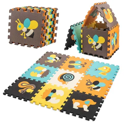 Produktbild von Aga Schaumstoff-Puzzlematte für Kinder 9 Teile farbig 85 cm x 85 cm x 1 cm