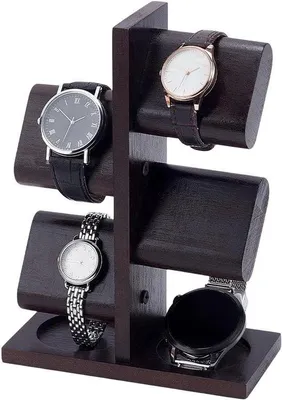 Image de Tour à horloges en bois avec porte-bracelets et boîte à bijoux pour homme