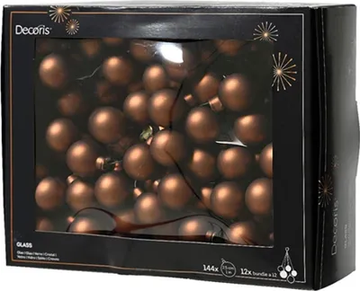 Produktbild von Weihnachtskugeln am Draht 2,5cm Glas 144 Stück - Espressobraun matt