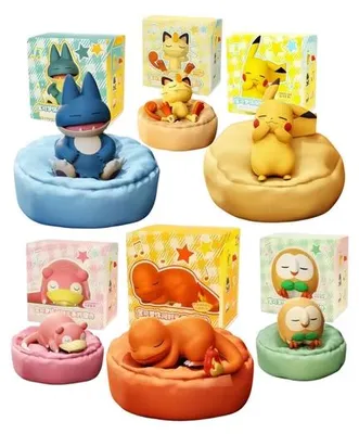 Image de Coffret de figurines Pokémon en pose de sommeil, idéal pour les moments de détente