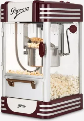 Produktbild von H.Koenig Popcorn Machine, einfach und schnell, Retro-Design, Topf aus Edelstahl und Aluminium, Kapazität 50 g, 360 W