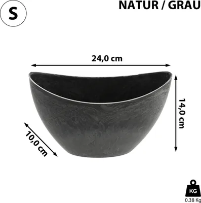 Produktbild von Deko Schale oval Schieferoptik grau 24x14x10cm Kunststoff Pflanzschale Snackschale Obstschale