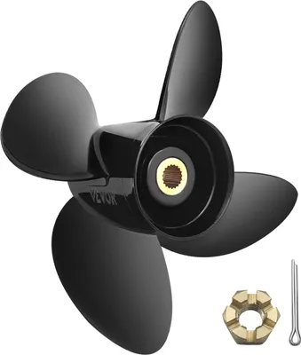 Produktbild von VEVOR Außenbordpropeller, Ersatz für OEM 3587522, 4-Blatt 14 1/4\" x 19\" Pitch Aluminium-Bootspropeller, kompatibel mit Volvo Penta SX-Antrieb aller Modelle, mit 19 Zahnverzahnungen, rechts
