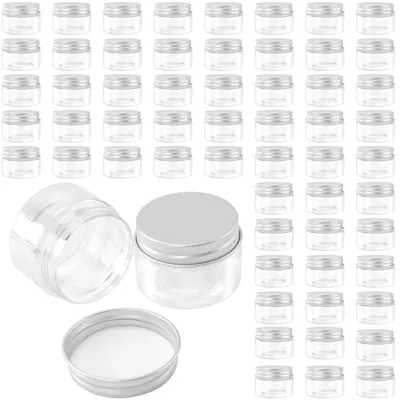 60er-Pack 30 ml Plastikdosen mit Aluminiumdeckel, transparent