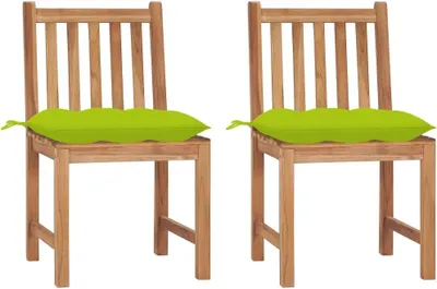 Produktbild von 2 Gartenstühle aus massivem Teakholz mit Kissen, grün, 17.15 kg