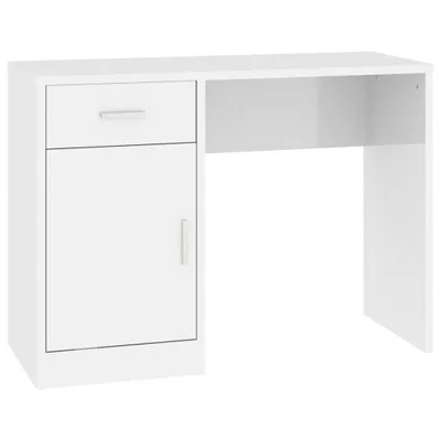 Produktbild von vidaXL Schreibtisch mit Stauraum Hochglanz-Weiß 100x40x73 cm
