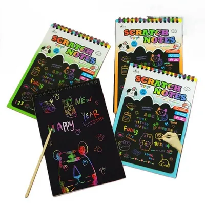 Obrázok produktu pre Dúhový vyškrabovací zápisník – Scratch Note 10 listov so stieracím perom