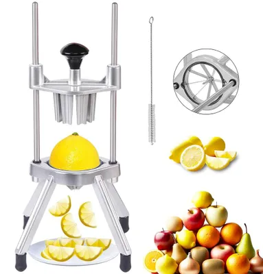 Produktbild von Zitronenschneider 8 Spalten, Obst- & Gemüseschneider mit 304 Edelstahlklingen, robuster Aluminiumkörper, für Zitrone, Limette, Orange, Küche & Bar