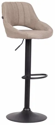 Image de In And OutdoorMatch Tabouret de Bar Miza Gris Noir - Tissu - Hauteur d'assise 60-81cm - Chaises de bar ergonomiques - Réglable en hauteur - 1 set - Avec dossier - Pour la cuisine et le bar