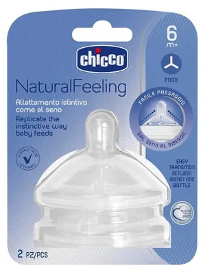 Image de Chicco Natural Feeling Flow Tétine 6m Bouillie 2Unités
