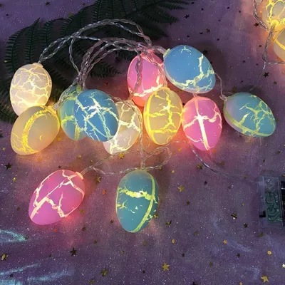 Obrázok produktu pre Vajcia v tvare svetiel 1,5 m 10 LED diód Teplé biele osvetlenie Transparentný vzor prasklín Veľkonočné vajcia Svetlo pre domáce dekorácie