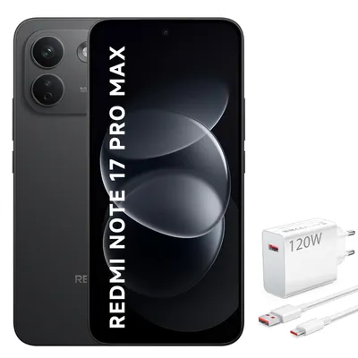 Immagine prodotto di Xiaomi REDMI Note 17 Pro Max 5G, smartphone nero, 8GB di RAM, 512GB di memoria interna, batteria da 9210mAh, display AMOLED a 120Hz, NFC, con caricabatterie da 120W