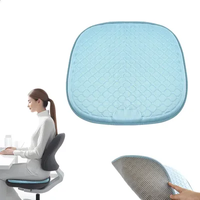 Produktbild von Orthopädisches Gel-Sitzkissen, 49 x 46 cm, kühlendes, atmungsaktives 3D-Sitzkissen mit TPE-Gel und Wabenstruktur, rutschfeste Unterseite, für Bürostuhl, Auto, LKW, Rollstuhl und Gaming-Stuhl (Gletscherblau)