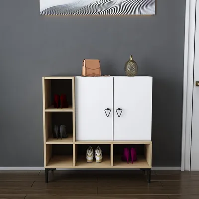 Obrázok produktu pre Skye Decor, moderný konzolový stolík, 100 cm x 35 cm x 100 cm, dub a biela | 100 % melamínom potiahnutá drevotriesková doska, hrúbka 18 mm | Skandinávsky dizajn pre štýlové interiéry.