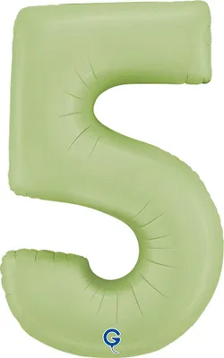 Zdjęcie produktu dla Balon Foliowy Cyfra 5, Satynowa Oliwkowa, 66 cm Grabo