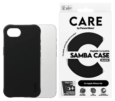 Zdjęcie produktu dla PanzerGlass CARE™ by ® Samba Case Black w. Qi Compatible iPhone 17e | 16e, Pokrowiec, Apple, Apple - iPhone 16e, Apple - iPhone 17e, Czarny