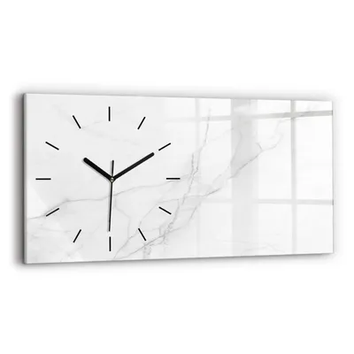 Produktbild von Wallfluent Wanduhr – Stilles Quarzuhrwerk - Uhr Dekoration Wohnzimmer Schlafzimmer Küche - Zifferblatt mit Strichen - schwarze Zeiger - 60x30 cm - Dekorativer Marmor