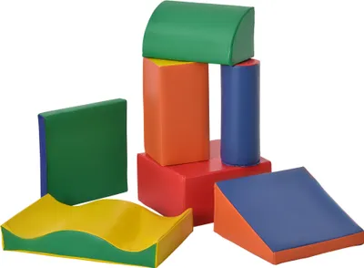 Produktbild von Soft-Bausteine, 7-tlg. Set, sicheres Material, weich und pflegeleicht, Schaumstoff, bunt