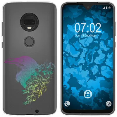 Produktbild von PhoneNatic Case kompatibel mit Motorola Moto G7 Silikon-Hülle Floral Rabe M4-4