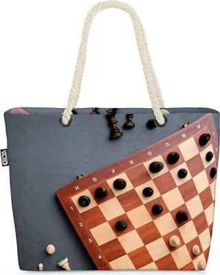 Produktbild von VOID Schach Spiel Brett Strandtasche Shopper 58x38x16cm 23L XXL Einkaufstasche Tasche Reisetasche Beach Bag