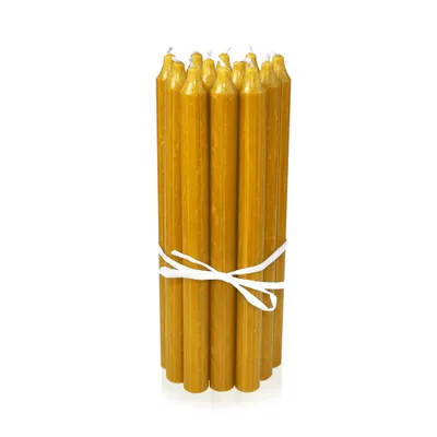 Produktbild von Dänische Premium Stabkerzen 12er Set, Leuchterkerzen, Tischkerzen, Tafelkerzen Farbe: Curry, Höhe: 29 cm